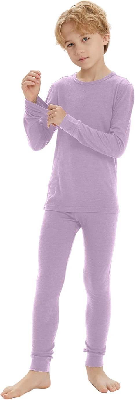 Iguana Unisex Kids 100% Merino Wool Base Layer Set Thermal Underwear Sets for Girls and Boys