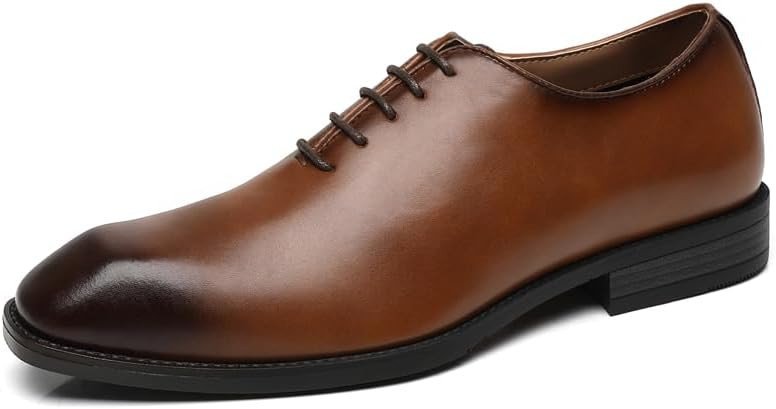 Ahico Men's Lace-Up Leather Shoes Classic Dress Shoes Oxford Shoes Formal Business Breathable and Comfortable, Casual and Work