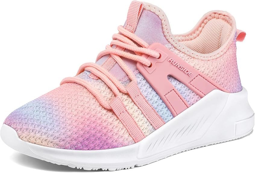RUNSIDE Girls Tennis Shoes Lightweight Sports Kids Sneakers Lace-up for Running/Walking, Toddler/Little Kid/Big Kid